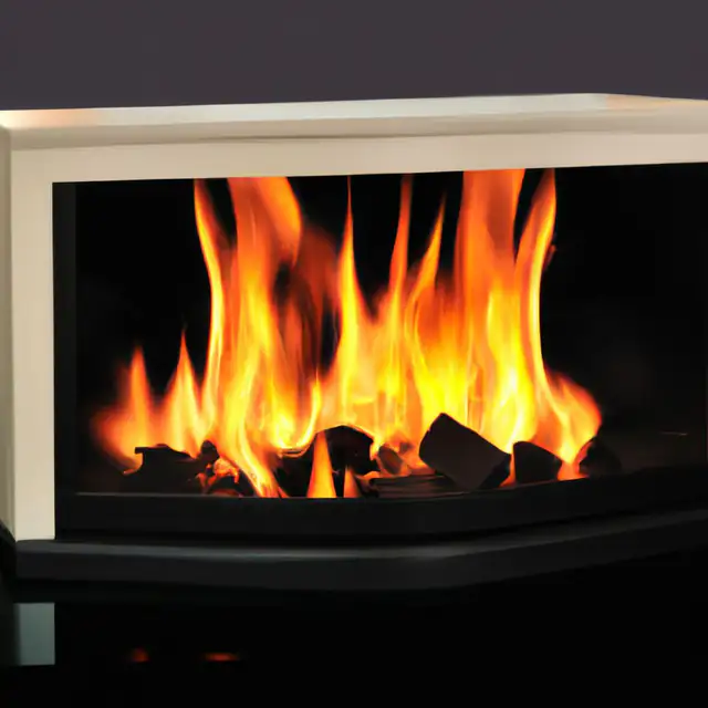 Gas fire with tall flames over black coals in a white surround