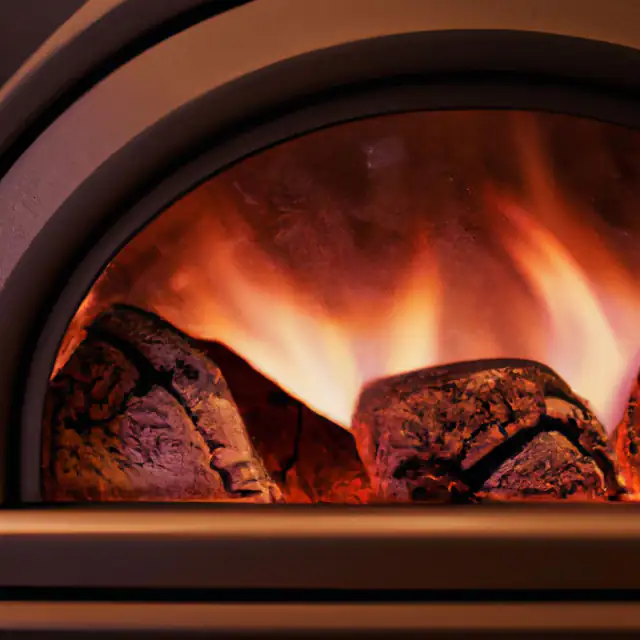 Closed log fire needing the correct flue, Newcastle Logs burning behind the curved glass door of a closed fireplace