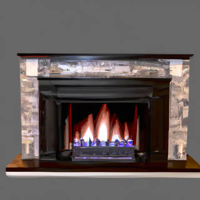 Updated fireplace surround with gas fire, Newcastle Pale marble-effect fireplace surround with a gas fire and blue flames